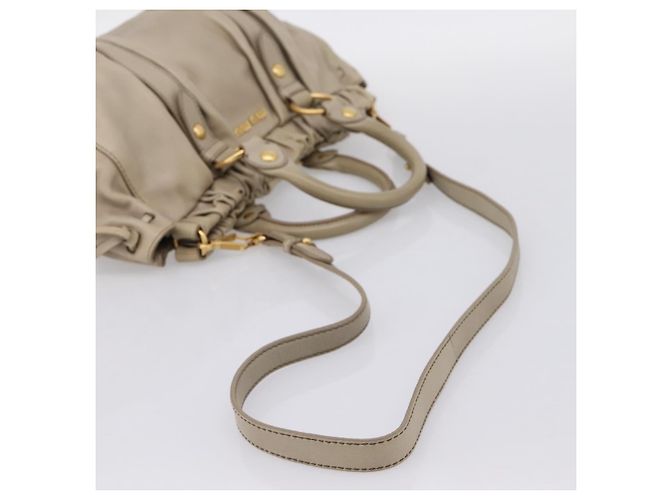 Miu Miu Handtasche Leder 2way Beige Gold Auth 204331V Golden - Ansicht 9