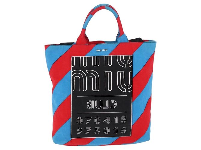 Borsa a Mano Miu Miu Canvas 2way Multicolor Silver Auth 197284A Argento Multicolore - vista 13