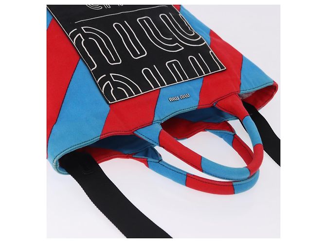 Borsa a Mano Miu Miu Canvas 2way Multicolor Silver Auth 197284A Argento Multicolore - vista 8