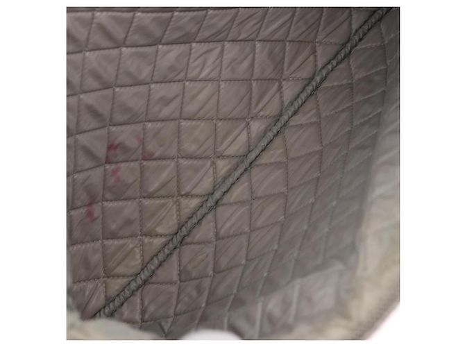 Borsa a pochette CHANEL Deauville in paglia Grigio Argento CC Auth ka6238A Marrone - vista 10