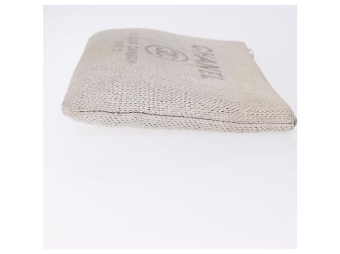 Borsa a pochette CHANEL Deauville in paglia Grigio Argento CC Auth ka6238A Marrone - vista 5
