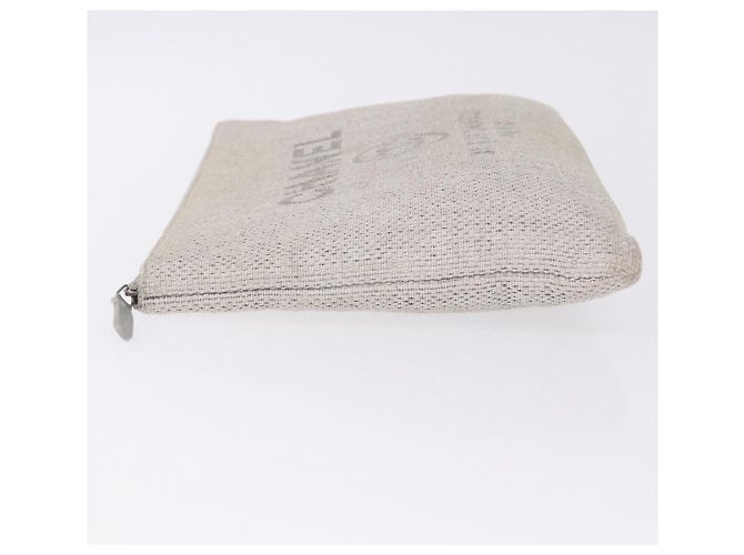 Borsa a pochette CHANEL Deauville in paglia Grigio Argento CC Auth ka6238A Marrone - vista 6