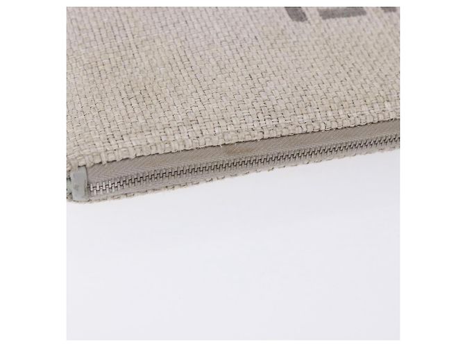 Borsa a pochette CHANEL Deauville in paglia Grigio Argento CC Auth ka6238A Marrone - vista 8