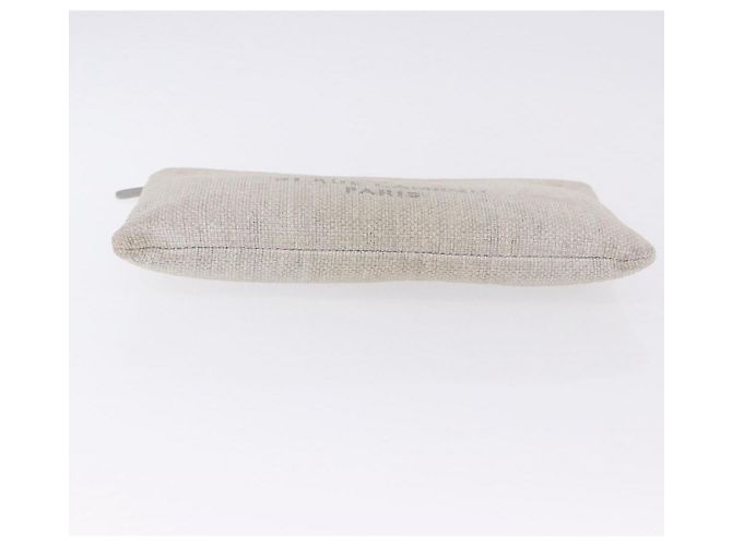 Borsa a pochette CHANEL Deauville in paglia Grigio Argento CC Auth ka6238A Marrone - vista 9