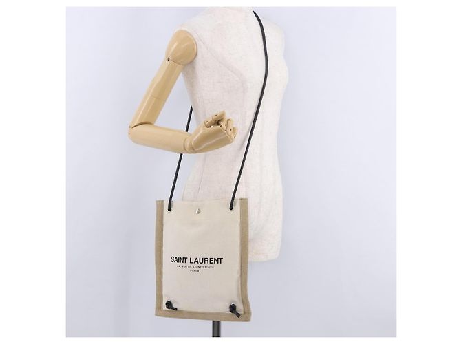 Autre Marque SAINT LAURENT Schultertasche Canvas White Silver 710272 Auth ka6194V Silber Weiß - Ansicht 28