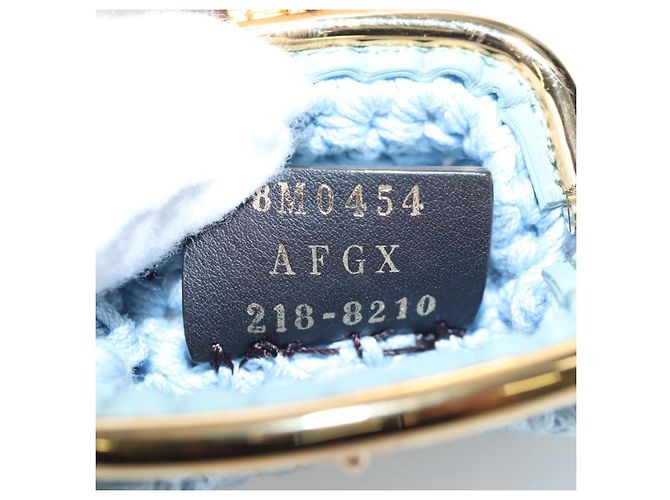 Portamonete FENDI Canvas Azzurro Oro Auth 203623M D'oro Blu chiaro - vista 12