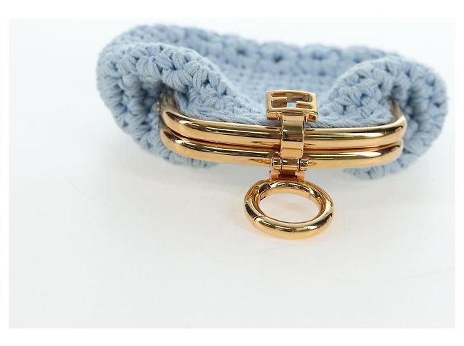 Portamonete FENDI Canvas Azzurro Oro Auth 203623M D'oro Blu chiaro - vista 5