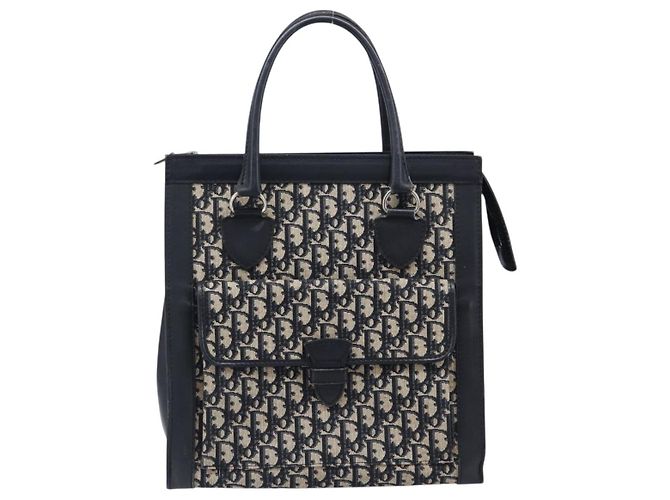 Borsa Tote Christian Dior Trotter Canvas Navy Silver Auth BA15519A Argento Blu navy - vista 13