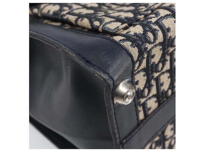 Borsa Tote Christian Dior Trotter Canvas Navy Silver Auth BA15519A Argento Blu navy - vista 15
