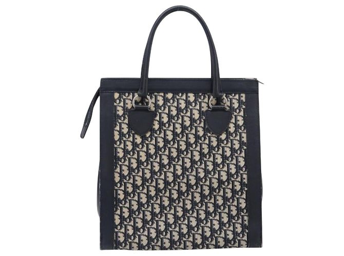 Borsa Tote Christian Dior Trotter Canvas Navy Silver Auth BA15519A Argento Blu navy - vista 2
