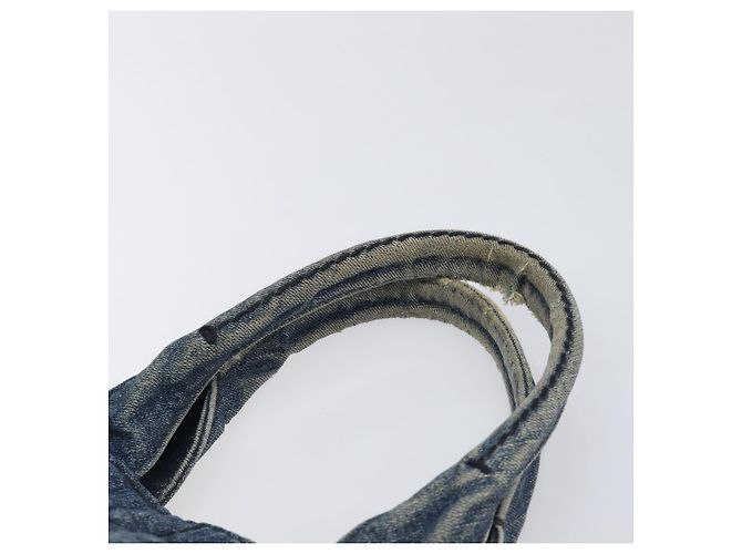 Bolsa de mão PRADA Canapa MM Denim Blue Gold Auth 201344 Azul Dourado - vista 17