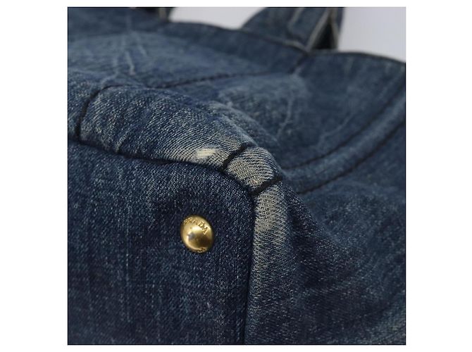 Bolsa de mão PRADA Canapa MM Denim Blue Gold Auth 201344 Azul Dourado - vista 20