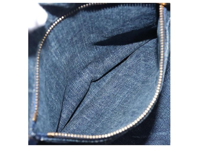 Bolsa de mão PRADA Canapa MM Denim Blue Gold Auth 201344 Azul Dourado - vista 26