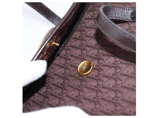 Borsa a mano Christian Dior Trotter Canvas Marrone Oro Auth 201513 D'oro - vista 10