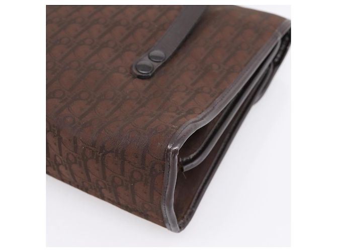 Borsa a mano Christian Dior Trotter Canvas Marrone Oro Auth 201513 D'oro - vista 15