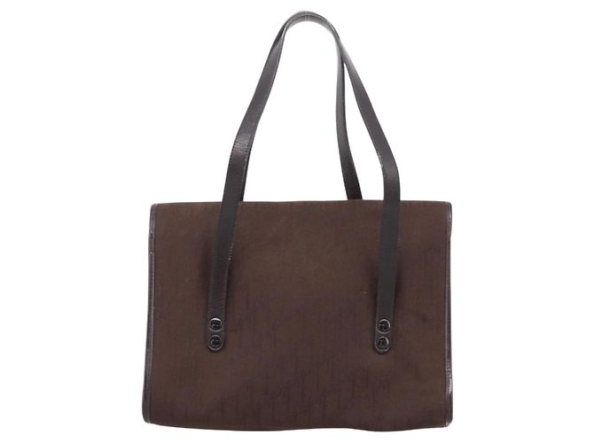 Borsa a mano Christian Dior Trotter Canvas Marrone Oro Auth 201513 D'oro - vista 2