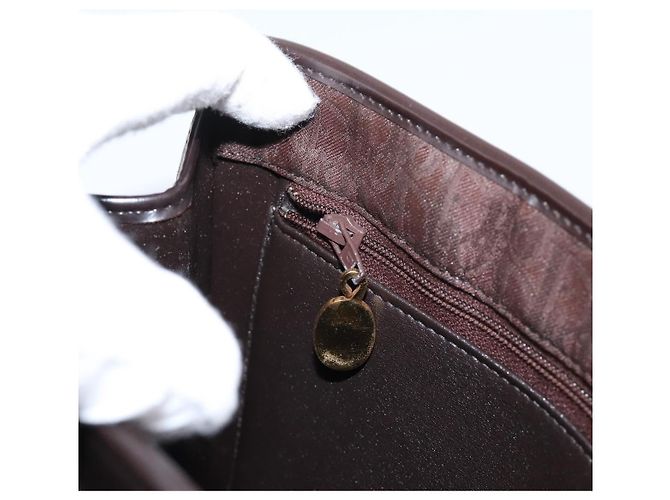 Borsa a mano Christian Dior Trotter Canvas Marrone Oro Auth 201513 D'oro - vista 21