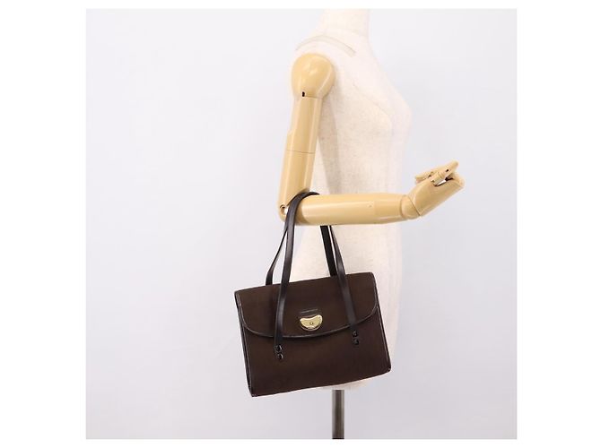 Borsa a mano Christian Dior Trotter Canvas Marrone Oro Auth 201513 D'oro - vista 26