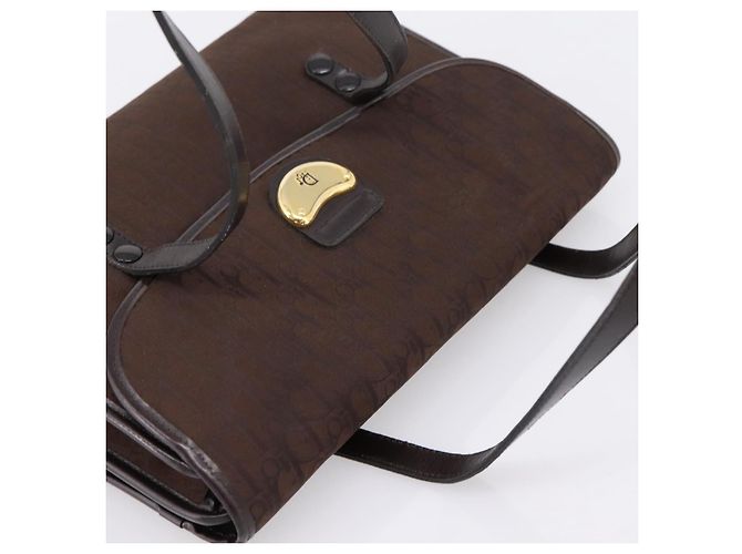 Borsa a mano Christian Dior Trotter Canvas Marrone Oro Auth 201513 D'oro - vista 6