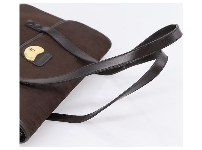Borsa a mano Christian Dior Trotter Canvas Marrone Oro Auth 201513 D'oro - vista 7