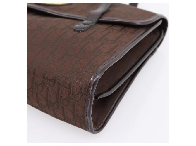 Borsa a mano Christian Dior Trotter Canvas Marrone Oro Auth 201513 D'oro - vista 9