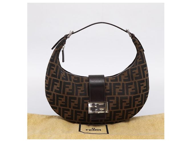 FENDI Zucca Canvas Mamma Baguette Schultertasche Brown Silver Auth bs36368SAM Braun Silber - Ansicht 12