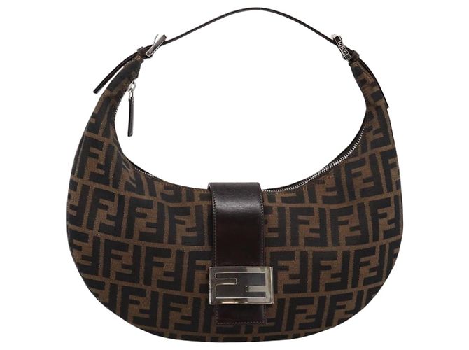 FENDI Zucca Canvas Mamma Baguette Schultertasche Brown Silver Auth bs36368SAM Braun Silber - Ansicht 13