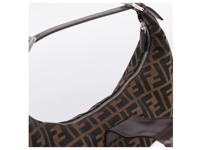 FENDI Zucca Canvas Mamma Baguette Schultertasche Brown Silver Auth bs36368SAM Braun Silber - Ansicht 14