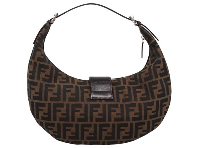FENDI Zucca Canvas Mamma Baguette Schultertasche Brown Silver Auth bs36368SAM Braun Silber - Ansicht 2