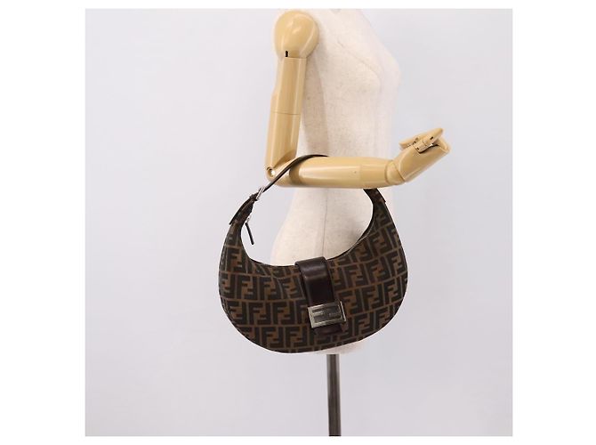 FENDI Zucca Canvas Mamma Baguette Schultertasche Brown Silver Auth bs36368SAM Braun Silber - Ansicht 27