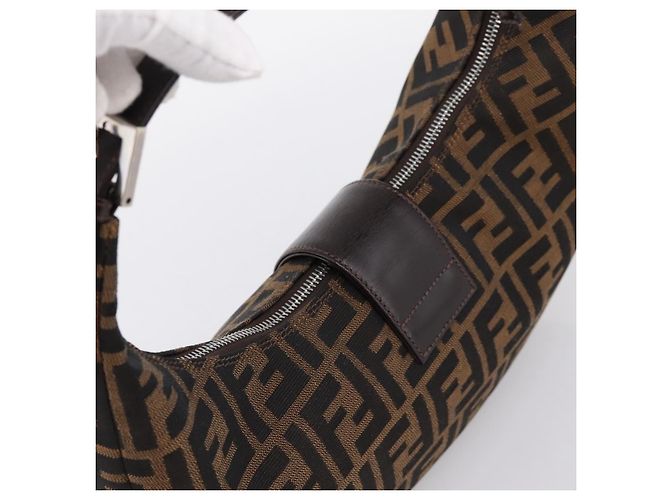 FENDI Zucca Canvas Mamma Baguette Schultertasche Brown Silver Auth bs36368SAM Braun Silber - Ansicht 6