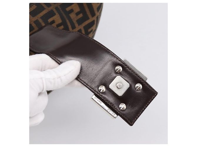 FENDI Zucca Canvas Mamma Baguette Schultertasche Brown Silver Auth bs36368SAM Braun Silber - Ansicht 7