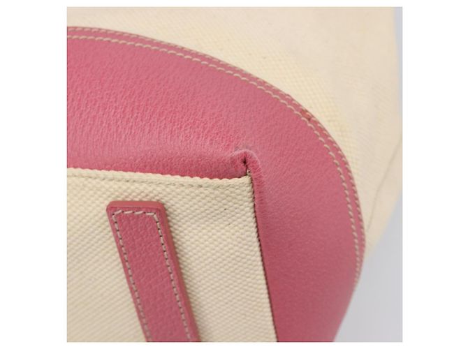 PRADA Tote Bag Canvas Ivory Silver Auth 201353V Silvery Cream - view 16