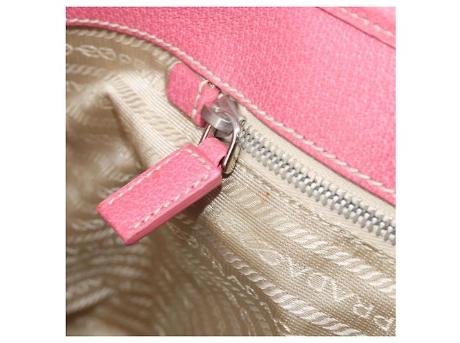 PRADA Tote Bag Canvas Ivory Silver Auth 201353V Silvery Cream - view 25