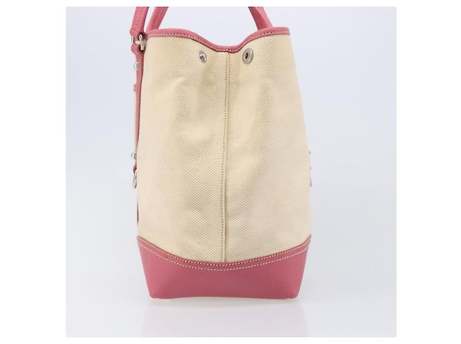 PRADA Tote Bag Canvas Ivory Silver Auth 201353V Silvery Cream - view 4