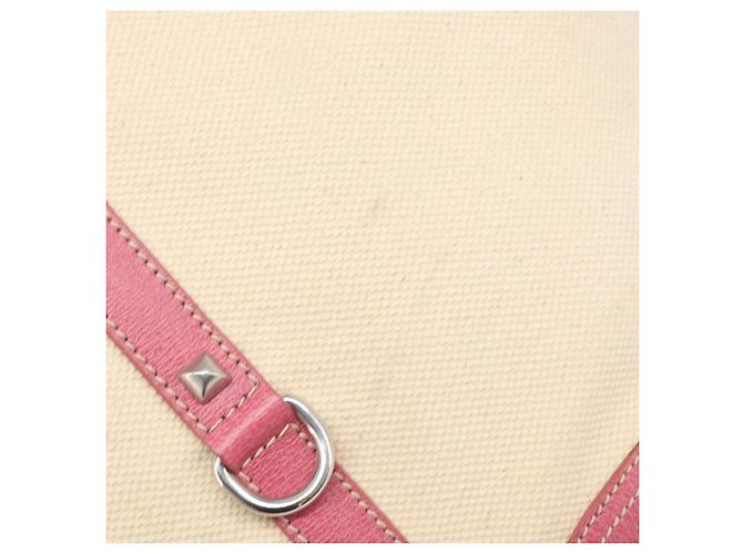 PRADA Tote Bag Canvas Ivory Silver Auth 201353V Silvery Cream - view 8