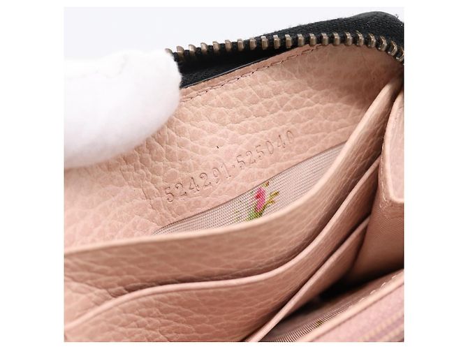 Portafoglio lungo GUCCI Bow in pelle nera e oro 524291 Auth 204782A Nero D'oro - vista 12