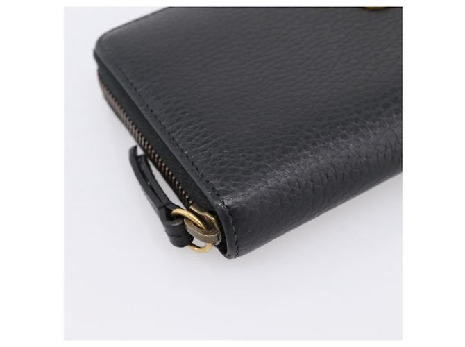 Portafoglio lungo GUCCI Bow in pelle nera e oro 524291 Auth 204782A Nero D'oro - vista 14