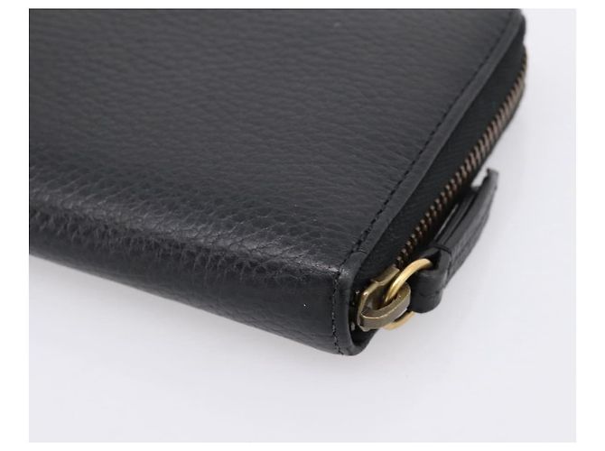 Portafoglio lungo GUCCI Bow in pelle nera e oro 524291 Auth 204782A Nero D'oro - vista 15