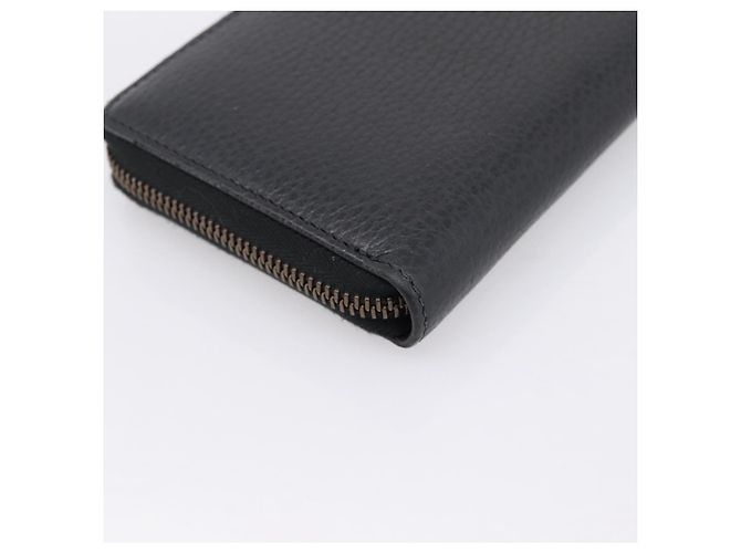 Portafoglio lungo GUCCI Bow in pelle nera e oro 524291 Auth 204782A Nero D'oro - vista 16
