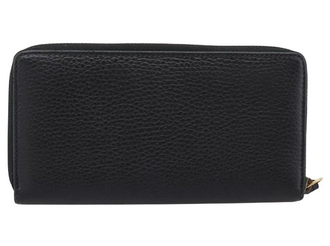 Portafoglio lungo GUCCI Bow in pelle nera e oro 524291 Auth 204782A Nero D'oro - vista 2