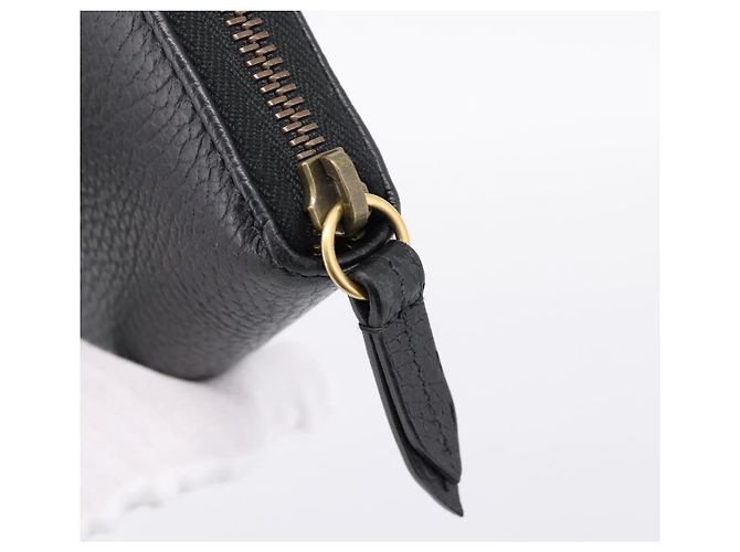 Portafoglio lungo GUCCI Bow in pelle nera e oro 524291 Auth 204782A Nero D'oro - vista 8