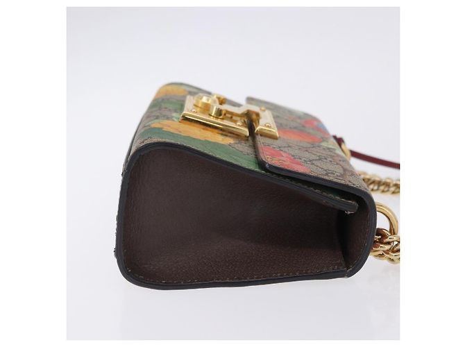 Padlock Borsa a tracolla GUCCI GG Supreme con catena e lucchetto PVC Beige Gold 409487 Auth ka6254V - vista 3