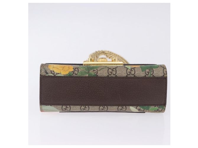 Padlock Borsa a tracolla GUCCI GG Supreme con catena e lucchetto PVC Beige Gold 409487 Auth ka6254V - vista 5