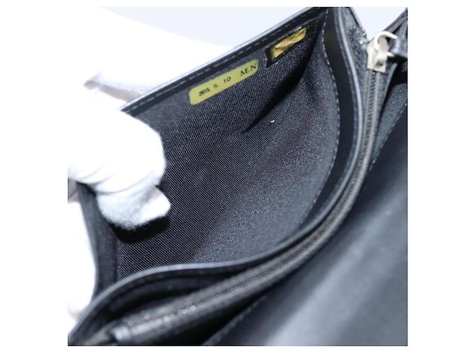 Cartera larga CHANEL Matelasse de piel charol negra plata CC Auth 204635 Negro - vista 26