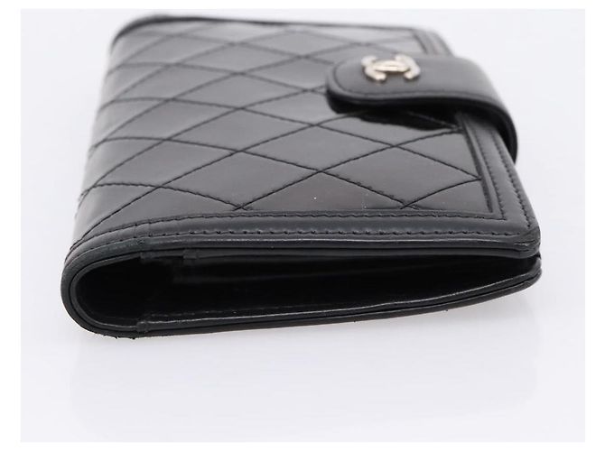Cartera larga CHANEL Matelasse de piel charol negra plata CC Auth 204635 Negro - vista 4