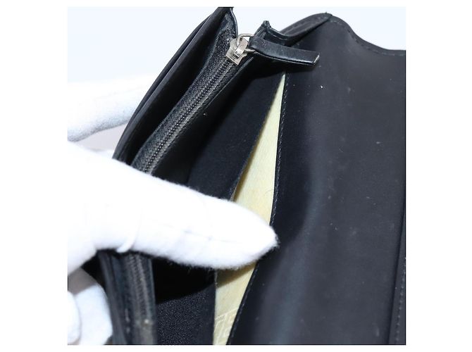 Cartera larga CHANEL Matelasse de piel charol negra plata CC Auth 204635 Negro - vista 8