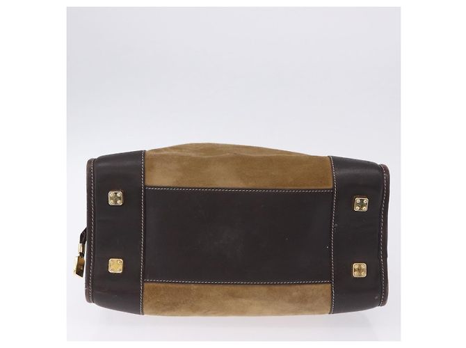 Borsa a mano LOEWE Amazona 32 in camoscio beige tono oro Auth ka6290 - vista 10
