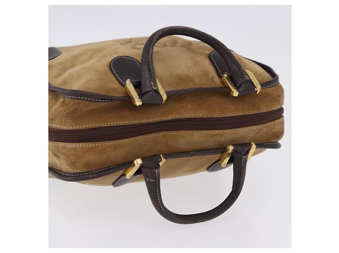 Borsa a mano LOEWE Amazona 32 in camoscio beige tono oro Auth ka6290 - vista 15