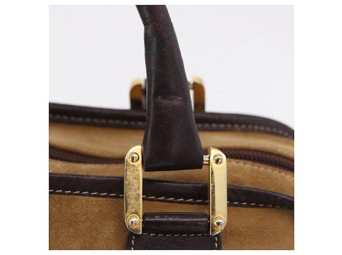 Borsa a mano LOEWE Amazona 32 in camoscio beige tono oro Auth ka6290 - vista 17